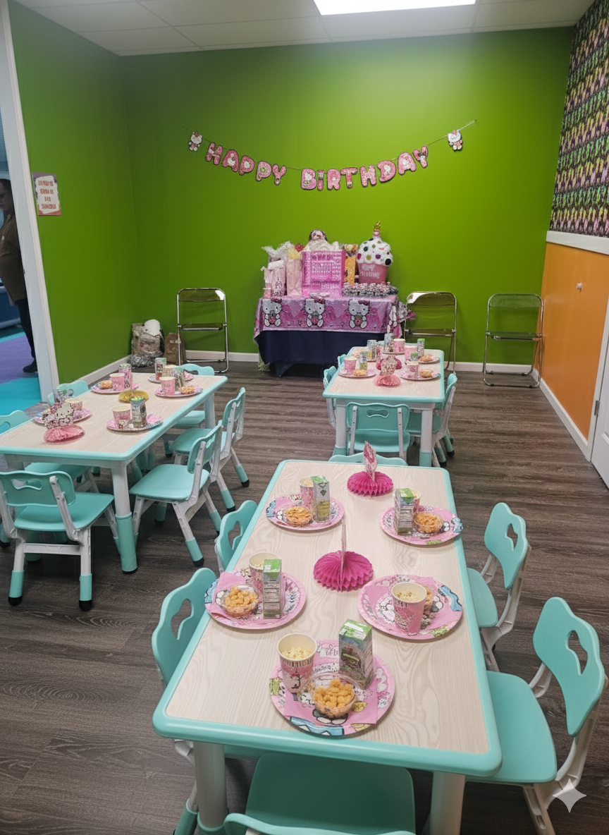 Colorful party balloons and festive decorations